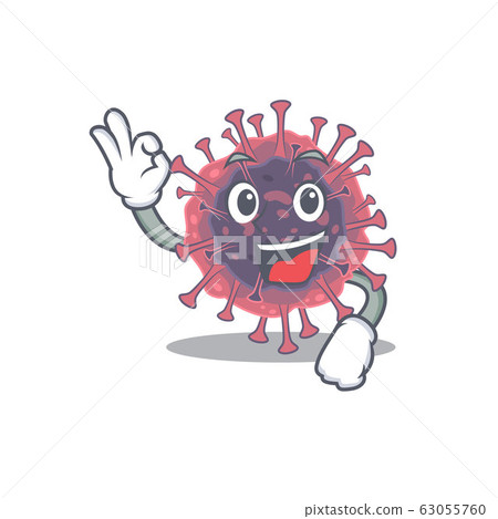 Microbiology coronavirus cartoon character design style making an Okay gesture 63055760