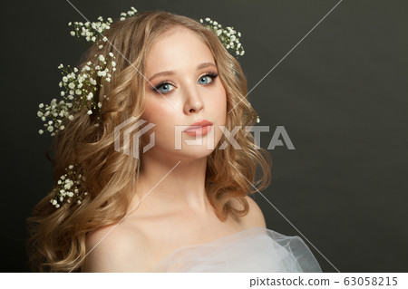 Attractive blonde model girl with long healthy 63058215