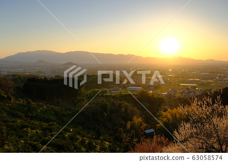 Evening view of plum and Nara Basin (Sakurai City, Nara Prefecture) Evening view of plum and Nara Basin (Sakurai City, Nara Prefecture) 63058574