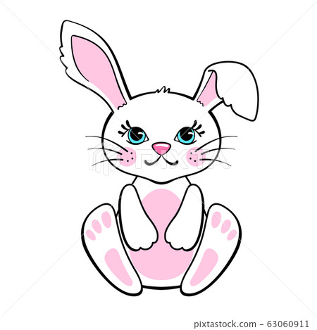 Cute vector bunny isolated on white background. - Stock Illustration ...
