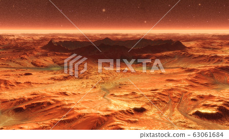Mars Planet Surface With Dust Blowing. 3d illustration 63061684