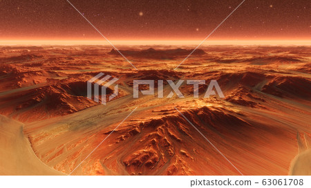 Mars Planet Surface With Dust Blowing. 3d illustration 63061708