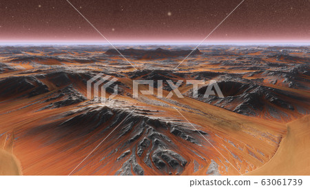 Mars Planet Surface With Dust Blowing. 3d illustration 63061739