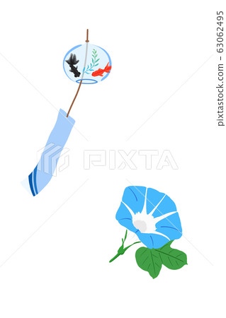 Wind chimes and morning glories. Wind chimes and morning glories. 63062495