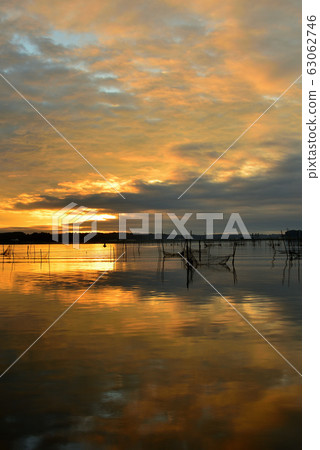 Sunrise scenery of Inba marsh, Chiba prefecture Sunrise scenery of Inba marsh, Chiba prefecture 63062746