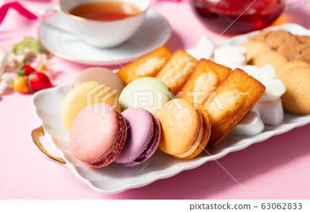 Tea Time Macaroon Western Sweets Financier Stock Photo