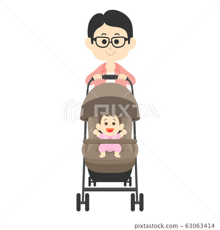 爸爸推著嬰兒車 爸爸推著嬰兒車 63063414