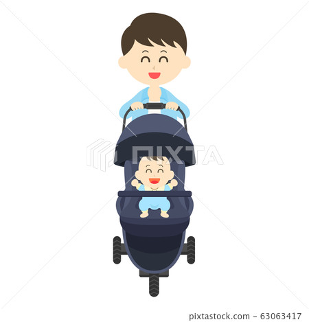 爸爸推著嬰兒車 爸爸推著嬰兒車 63063417