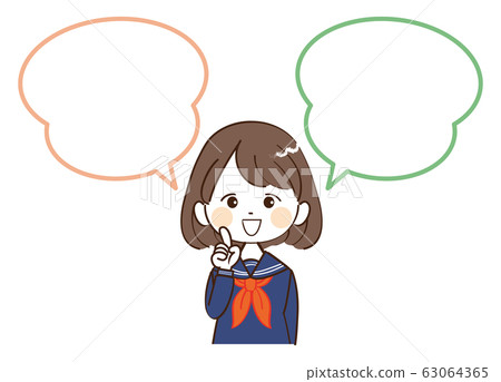 Woman, student, speech bubble, explaining 63064365