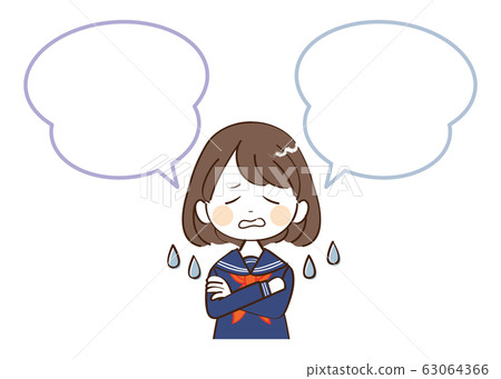 Woman, student, speech bubble, puzzled 63064366