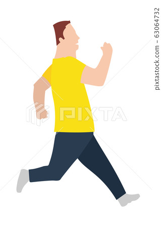 Jpeg illustration of running fat man in flat design style. Sport. Run. Active fitness. Exercise and athlete. Variety of sport movements. Jpeg illustration of running fat man in flat design style. Sport. Run. Active fitness. Exercise and athlete. Variety of sport movements. 63064732