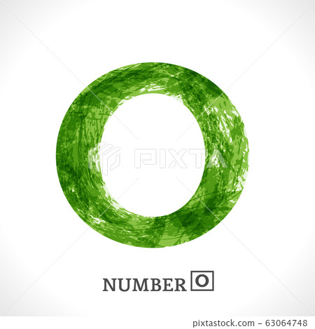 Number 0. Grunge Symbol zero. Green Eco Style 63064748