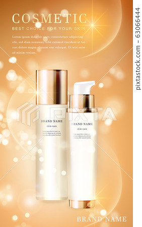 3D transparent cosmetic bottle container with 63066444