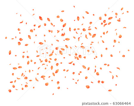 Orange petals flying in the air, or autumn leaves, landscape 63066464