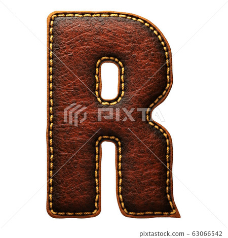 Leather letter R uppercase. 3D render font with... - Stock Illustration ...