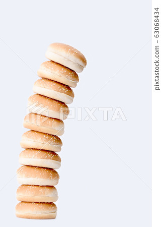 Stacked layers of bun isolated on white background 63068434