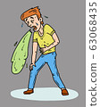 Sick man. He is sick. Vomiting 63068435