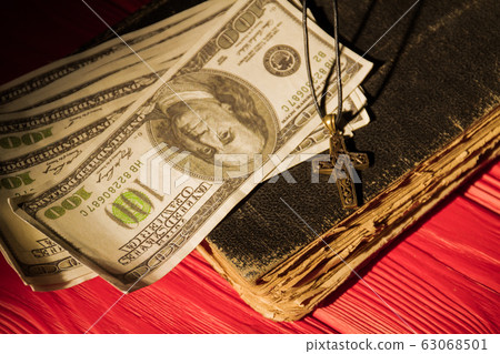 Money and religion prayer necklace with cross. 63068501