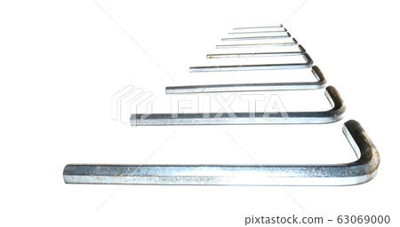 Hexagonal key on a white background. Copy space. 63069000