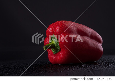 Wet pepper in focus. Wet pepper in focus. 63069450