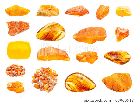 set of various polished Amber gemstonse isolated set of various polished Amber gemstonse isolated 63069518