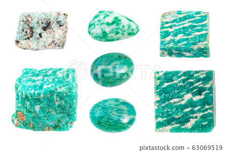 set of various green Amazonite gemstones set of various green Amazonite gemstones 63069519