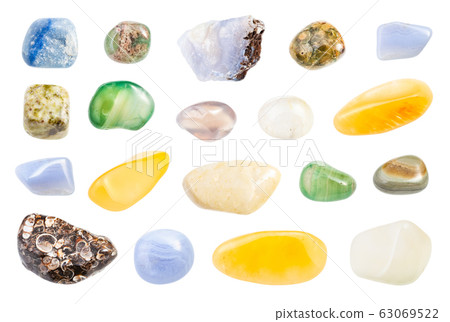 set of various Agate gemstones isolated set of various Agate gemstones isolated 63069522