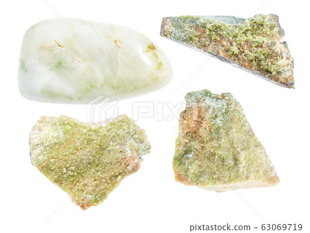 set of various Vesuvianite crystals isolated set of various Vesuvianite crystals isolated 63069719
