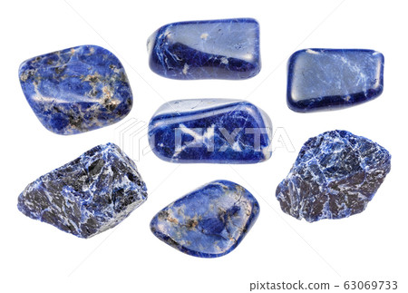 set of various Sodalite gemstones isolated 63069733