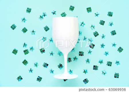 Creative festive white glass and sky blue fountain from stars 63069936