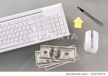 White keyboard and optical mouse. White keyboard and optical mouse. 63070474