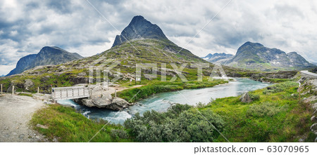 Norwegian mountain summer landscape in Trollstigen 63070965