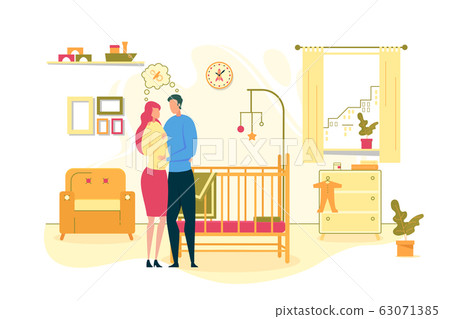 Couple Waiting for Baby Birth Flat Vector Concept Couple Waiting for Baby Birth Flat Vector Concept 63071385