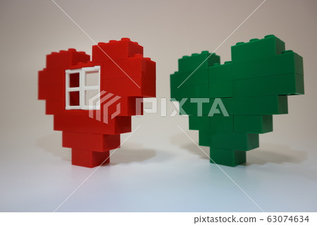 Red and green two hearts Red and green two hearts 63074634