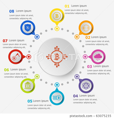 Infographic template with bitcoin icons Infographic template with bitcoin icons 63075235