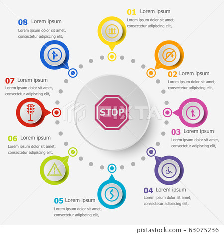 Infographic template with road sign icons Infographic template with road sign icons 63075236