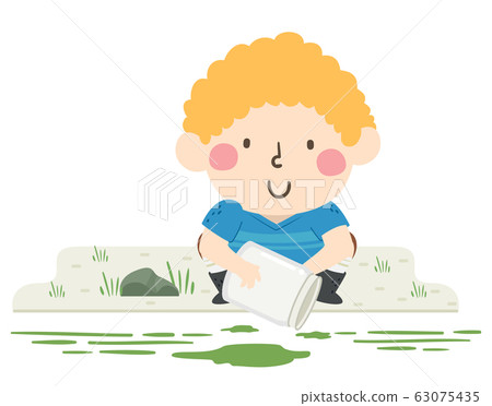 Kid Boy Get Algae Sample Illustration 63075435