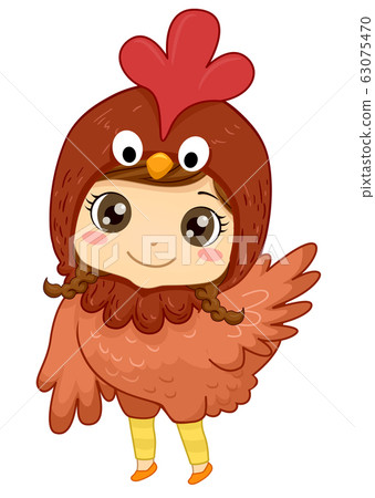 Kid Girl Animal Costume Chicken Illustration Stock Illustration