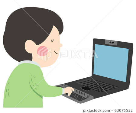 Kid Boy Electronic Braille Blind Illustration Kid Boy Electronic Braille Blind Illustration 63075532