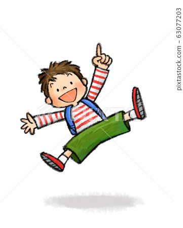 跳躍兒童C_1（小學生，書包，男孩） 63077203