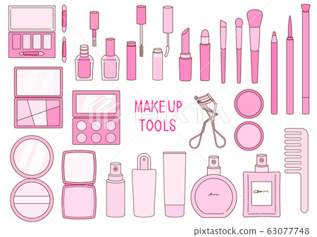 Makeup tool fashionable set pink illustration Makeup tool fashionable set pink illustration 63077748