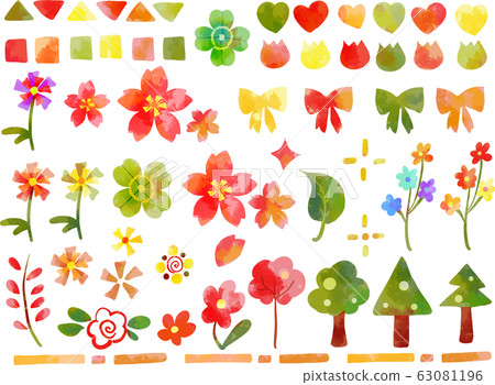 Vivid, watercolor style, spring, hand-painted, simple, icon, set Vivid, watercolor style, spring, hand-painted, simple, icon, set 63081196