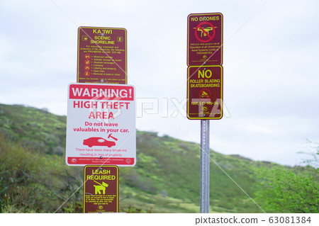 Oahu Makapuu Caution Sign 63081384