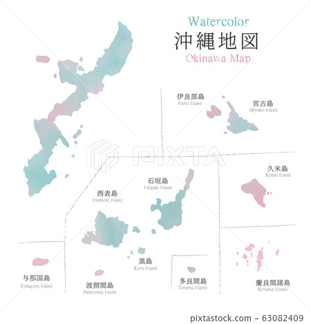 Watercolor style Okinawa map 63082409