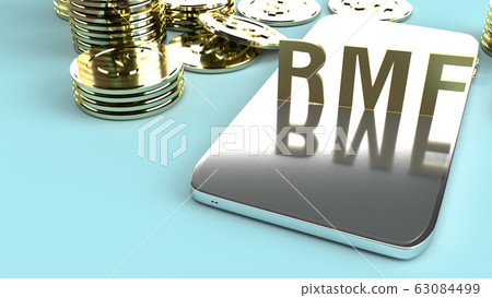 The rmf on mobile and gold coins 3d rendering for business content. The rmf on mobile and gold coins 3d rendering for business content. 63084499