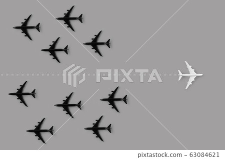 Leadership concept from colorful airplane with 63084621