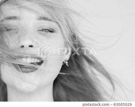 organic hair care products happy smiling woman organic hair care products happy smiling woman 63085029