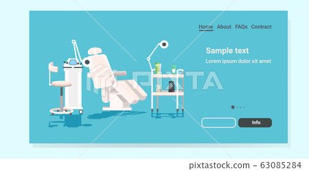 medical hair removal equipment and instruments for cosmetology beautician cabinet with laser epilation machine and armchair horizontal copy space 63085284