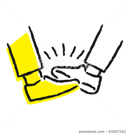 Illustration of a greeting that gently hits a shoe tip with a friend. Illustration of a greeting that gently hits a shoe tip with a friend. 63087281