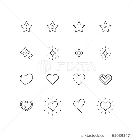 Star and heart icon set outline - Stock Illustration [63089347] - PIXTA